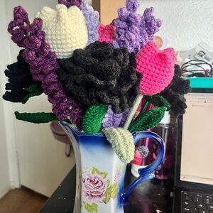 Crocheted Floral Bouquet in Vase